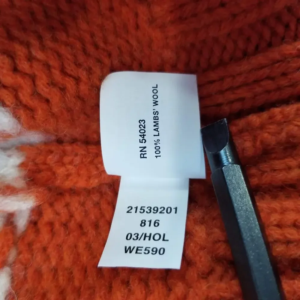 GAP Sweater Womens Small Orange Lambswool Raglan Knit Fishbone Art to Wear